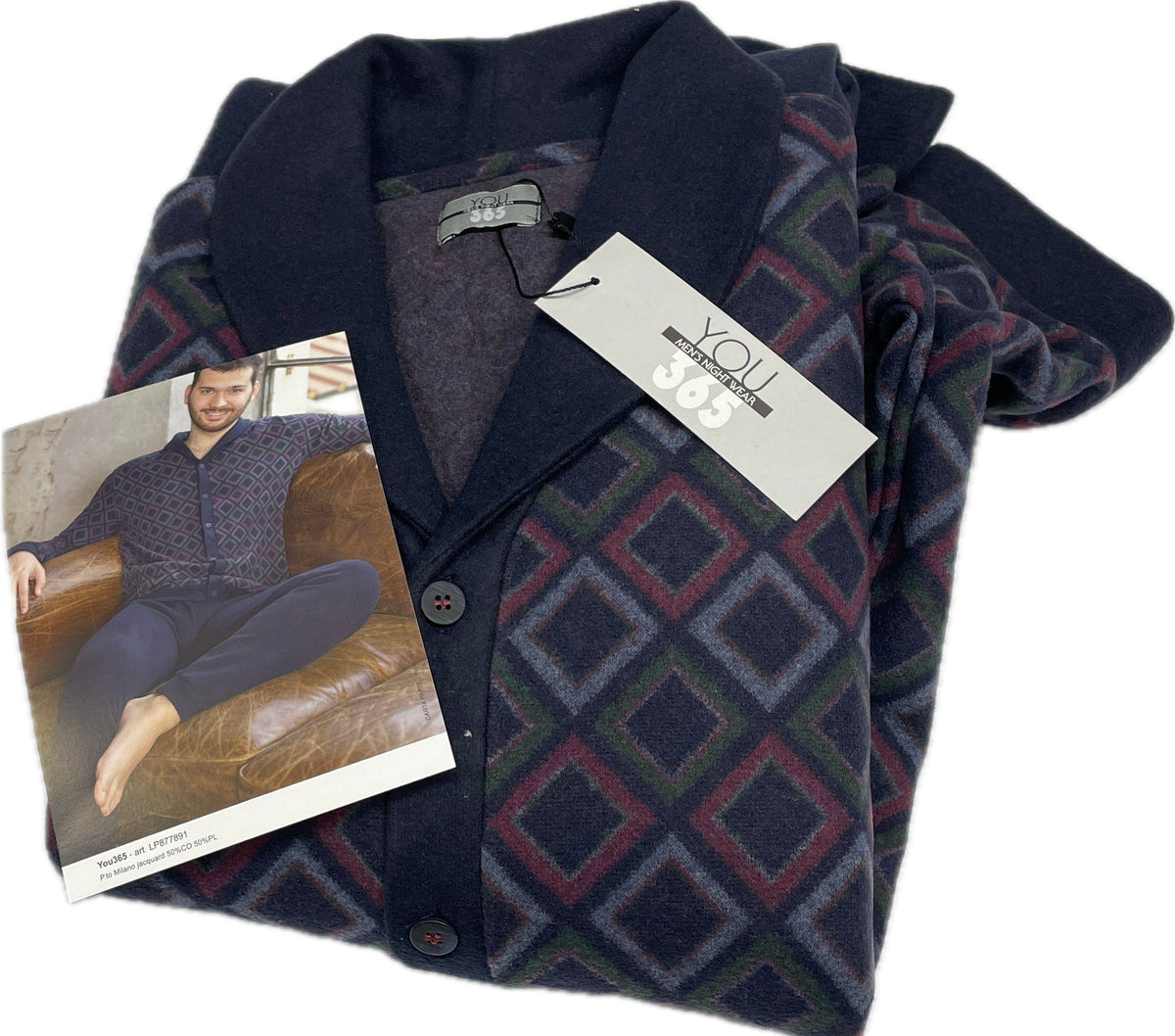 Pigiama aperto Felpato uomo invernale collo classico elegante