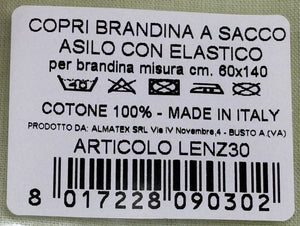 Almatex Lenzuola a sacco asilo con lacci per le brandine 100% cotone 60x140 cm italiani Magazzinieuropa