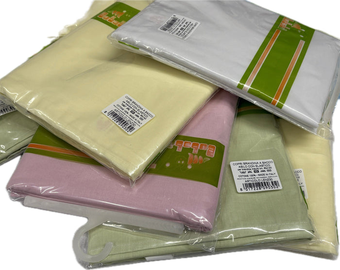 Almatex Lenzuola a sacco asilo con lacci per le brandine 100% cotone 60x140 cm italiani Magazzinieuropa