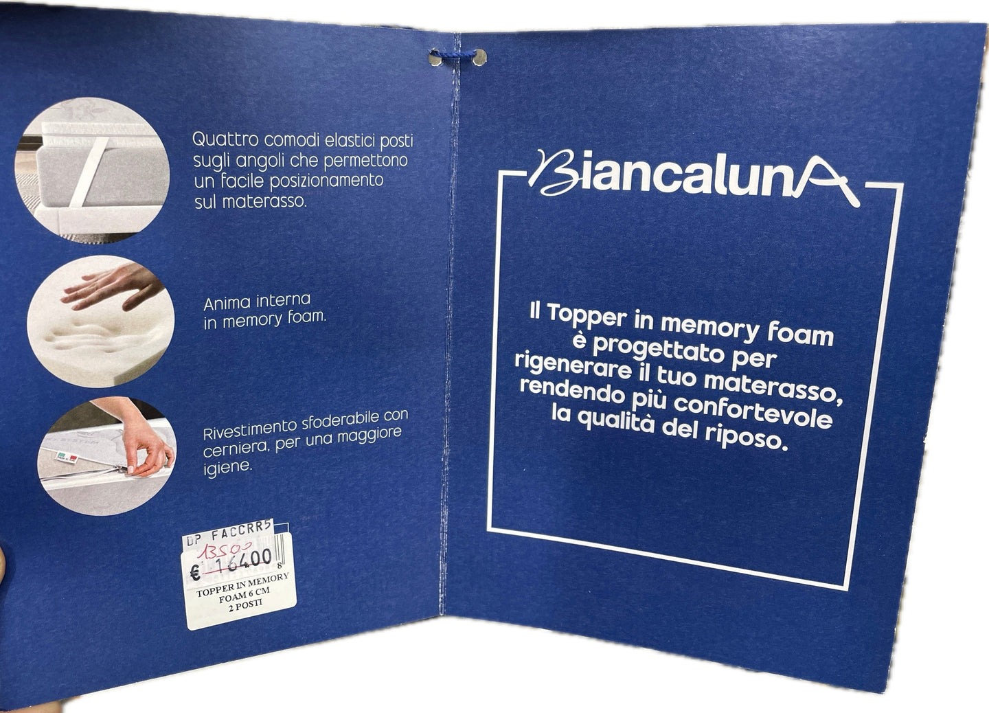Biancaluna Topper Memory Biancaluna made in Italy 6 cm Magazzinieuropa