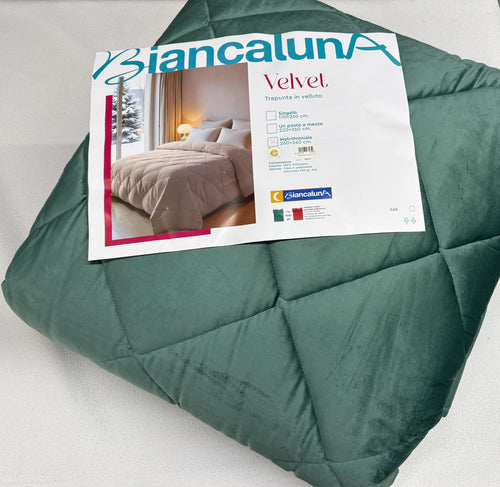 Biancaluna Trapunta in Velluto Velvet invernale Biancaluna Italiana Made in Italy Magazzinieuropa