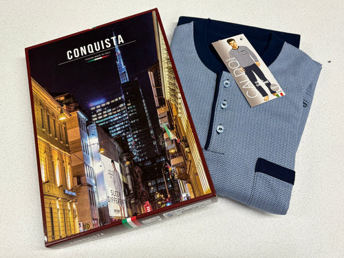 Bipbip Pigiama uomo caldo cotone con taschino fatto in Italia collezione 2026 dritto Magazzinieuropa