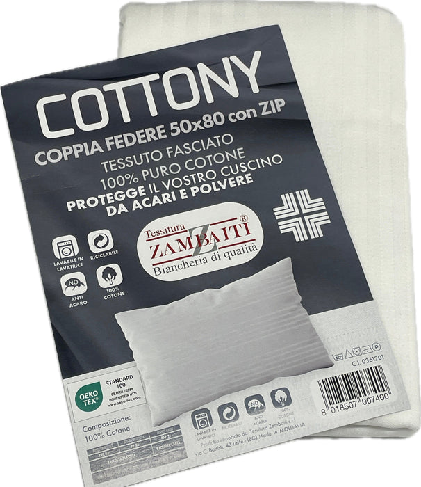 Centrotex Sotto federa da cuscino letto con zip 100% cotone fasciato Magazzinieuropa