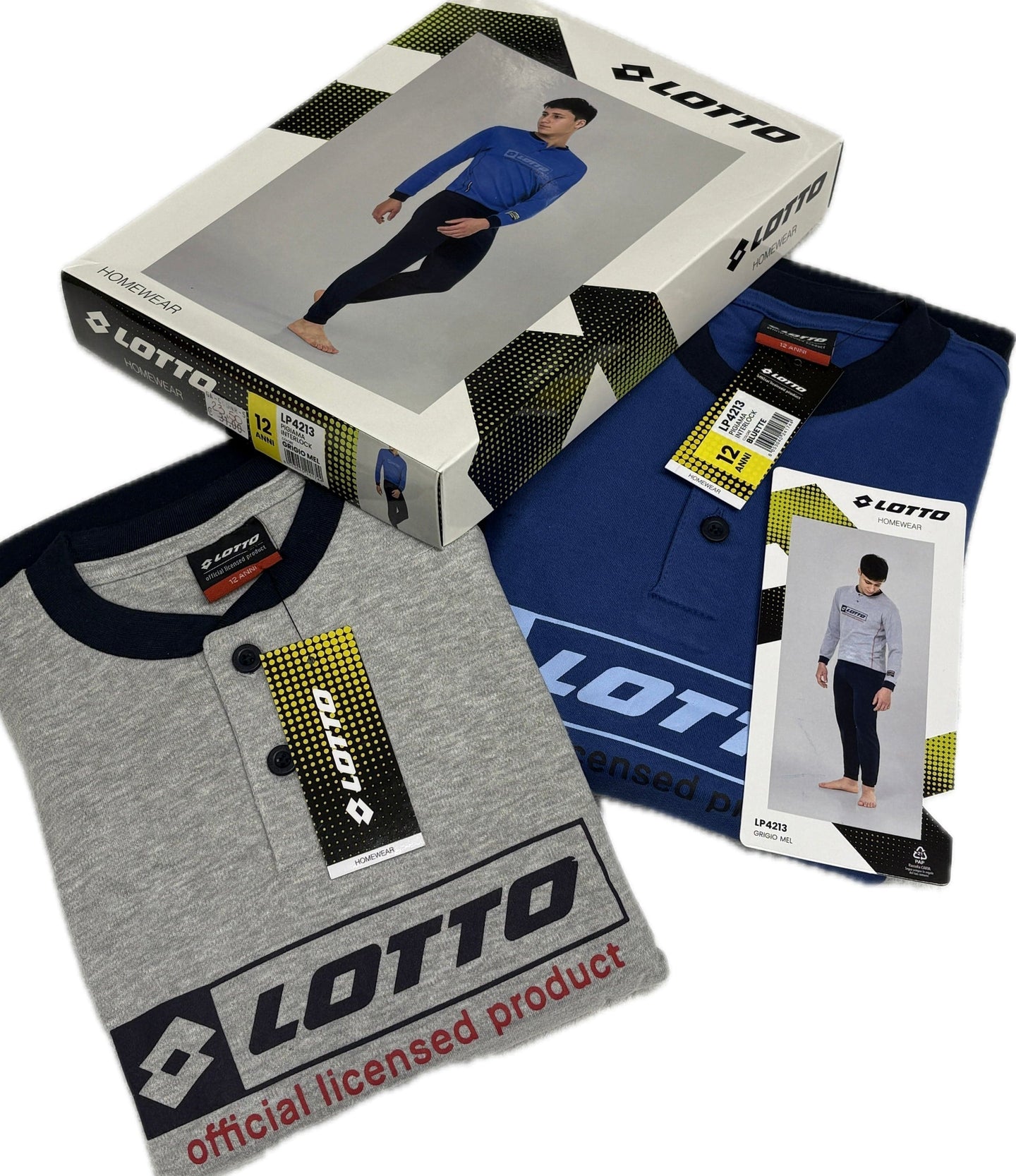 Coloriamoci Pigiama bimbo e ragazzo caldo cotone 100% marca Lotto 10/16 anni Magazzinieuropa