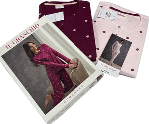Coloriamoci Pigiama donna cotone 100% invernale Pois giovane Magazzinieuropa