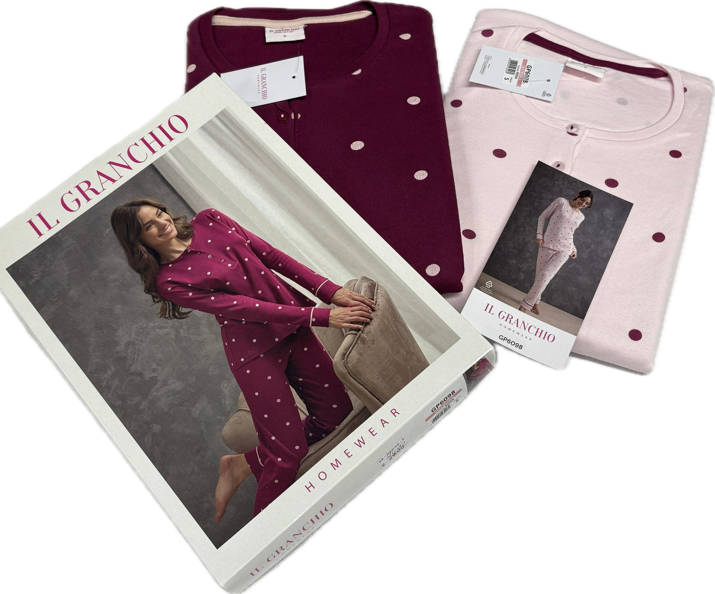 Coloriamoci Pigiama donna cotone 100% invernale Pois giovane Magazzinieuropa