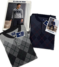 Carica l&#39;immagine nel visualizzatore di Gallery, Coloriamoci Pigiama Felpato da uomo del Granchio rombi fine serie metà prezzo Magazzinieuropa