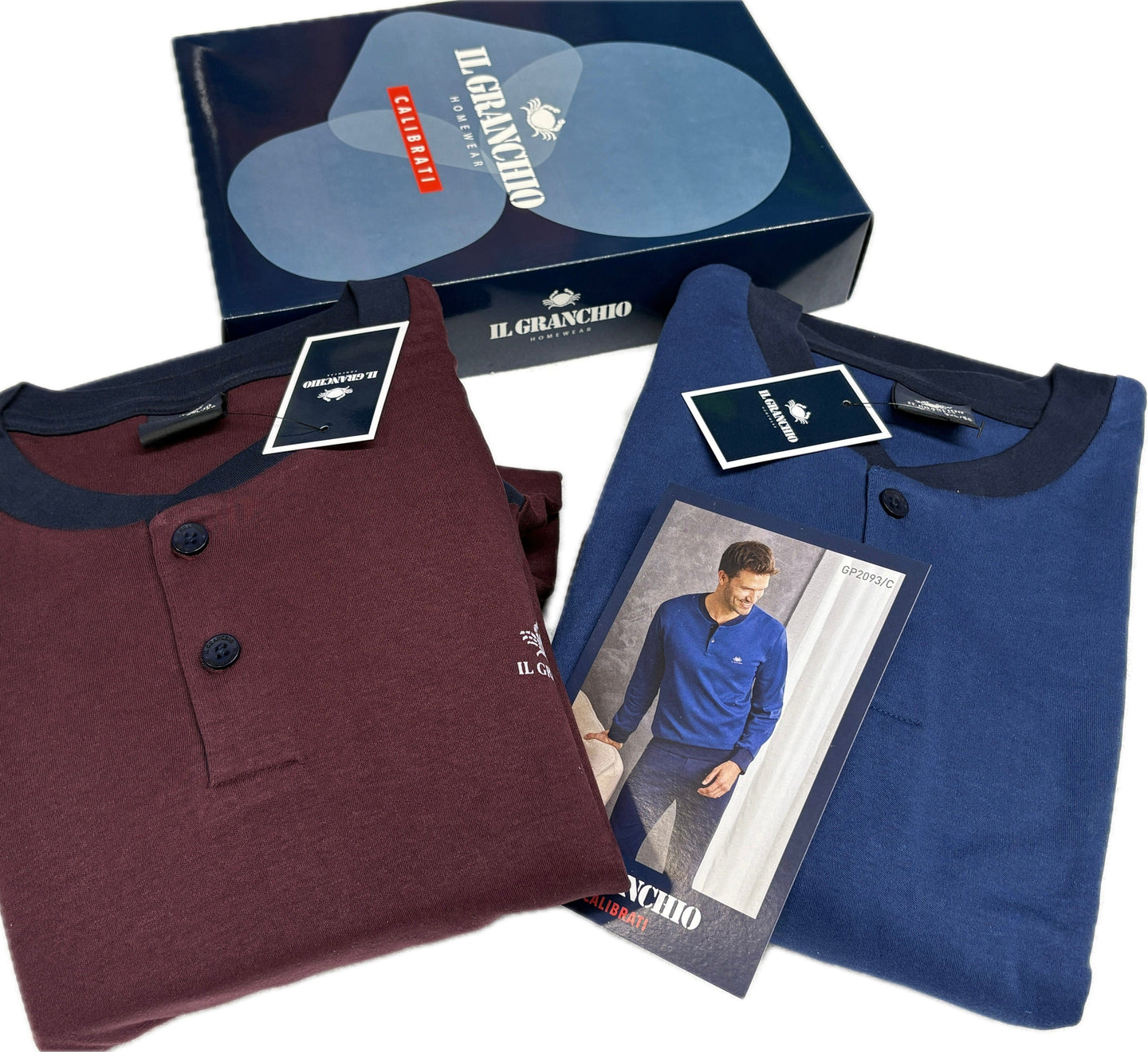 Coloriamoci Pigiama uomo calibrato caldo cotone 100% 2026' blu e bordo Magazzinieuropa