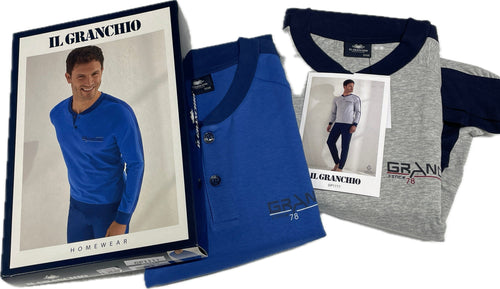 Coloriamoci Pigiami uomo 100% cotone del Granchio Bluette e grigio Magazzinieuropa