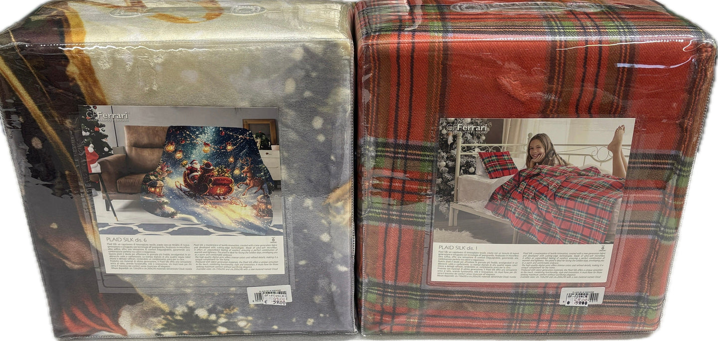 GF Ferrari Coperta Plaid di pile caldo GFFerrari Scozzese tartan o Babbo Natale Magazzinieuropa