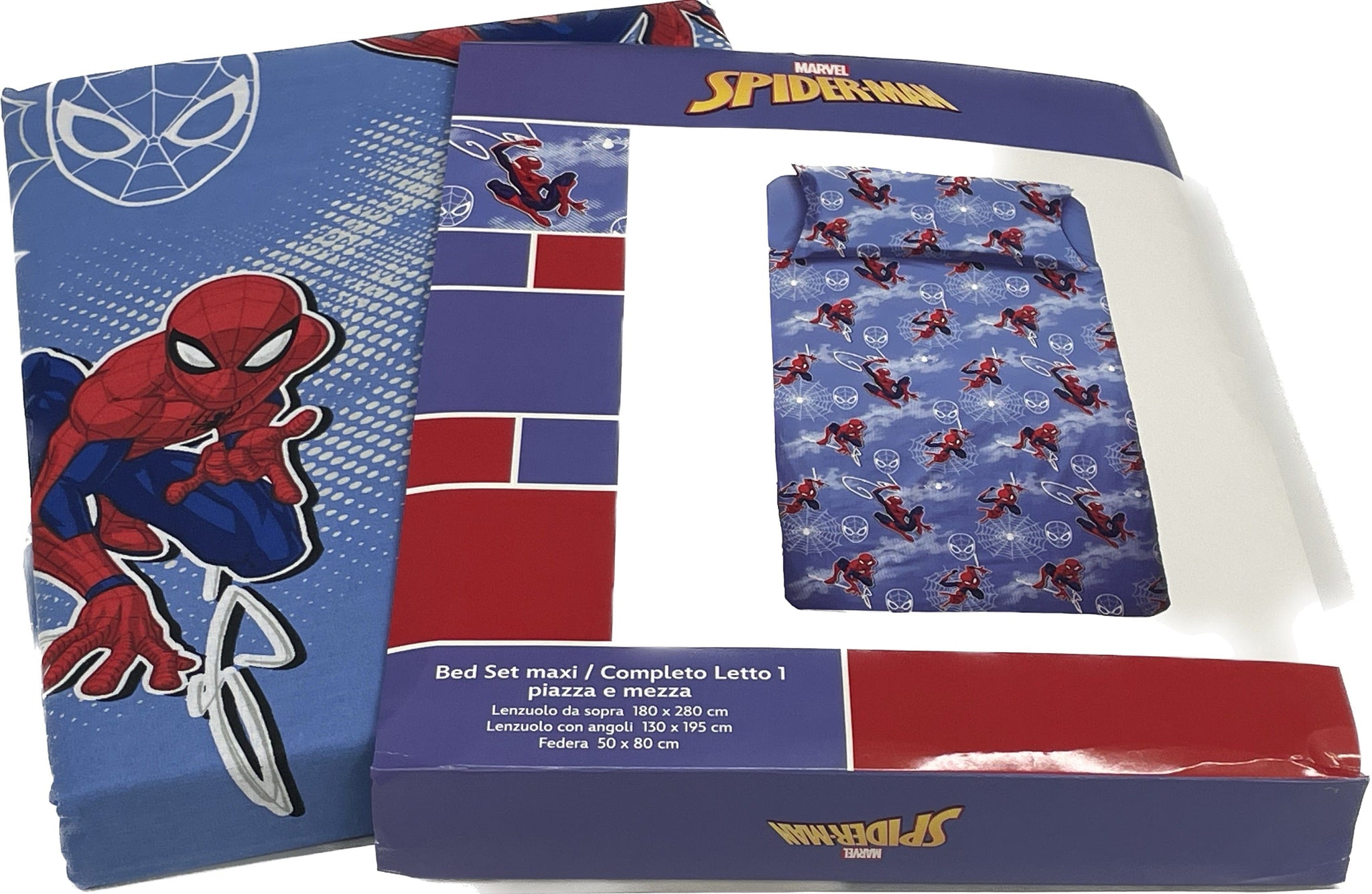 Set 2 Lenzuola Matrimoniali 100% Cotone Con Angoli - Tema Spiderman Marvel, 135x190 Cm - Foto 5