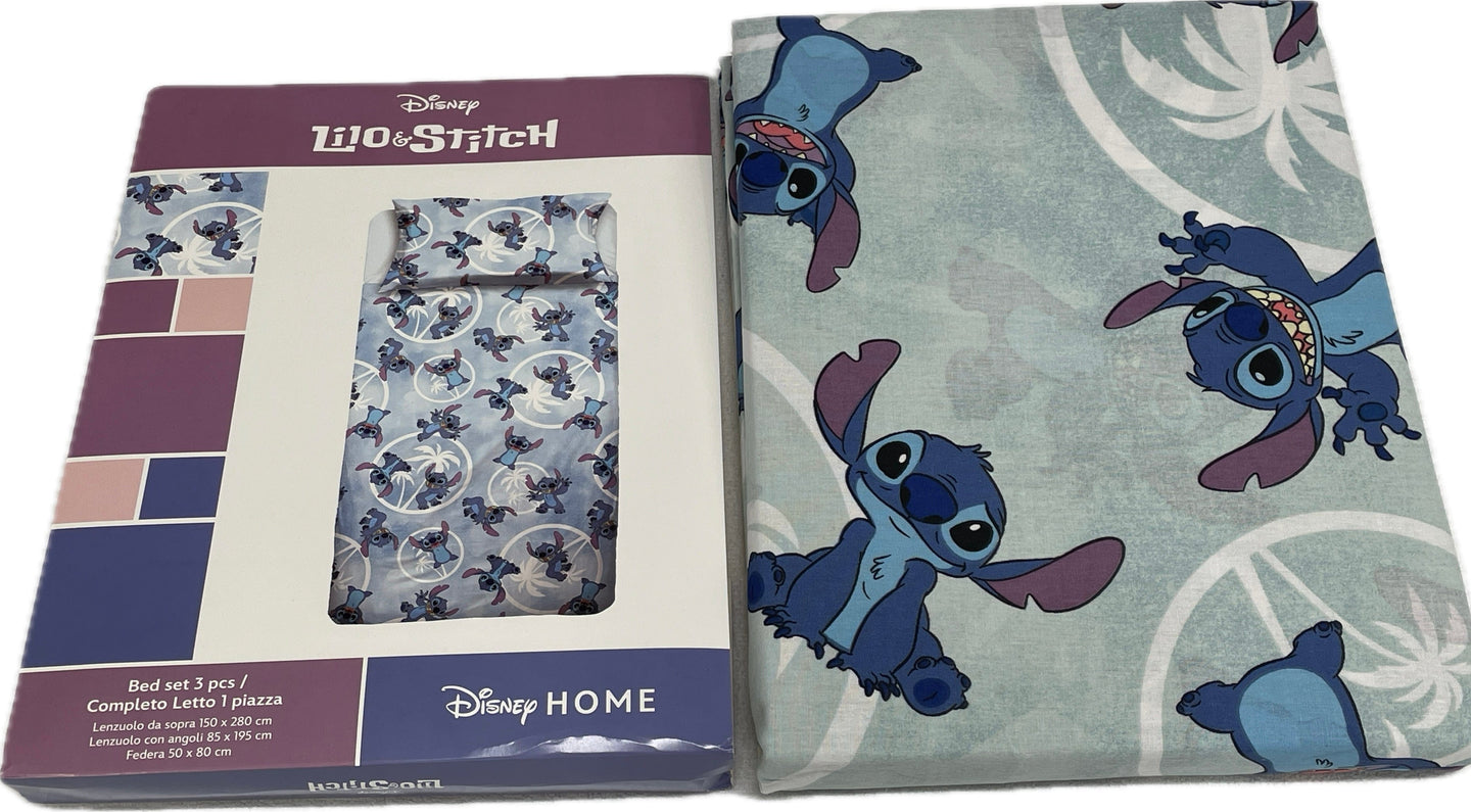 Hermet srl Lilo & Stitch Lenzuola puro cotone 100% completo singolo Magazzinieuropa