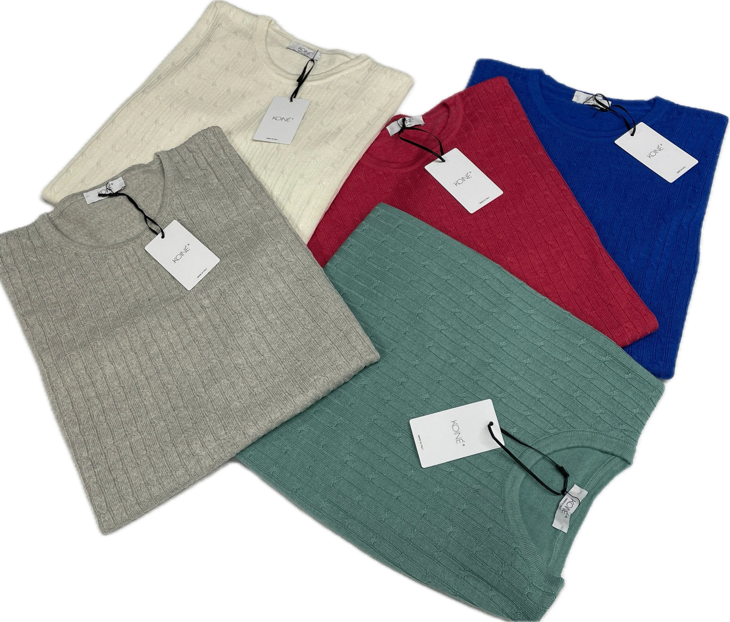 Koine Maglia girocollo donna misto lana made in Italy trecce Magazzinieuropa