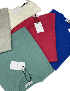 Koine Maglia girocollo donna misto lana made in Italy trecce Magazzinieuropa