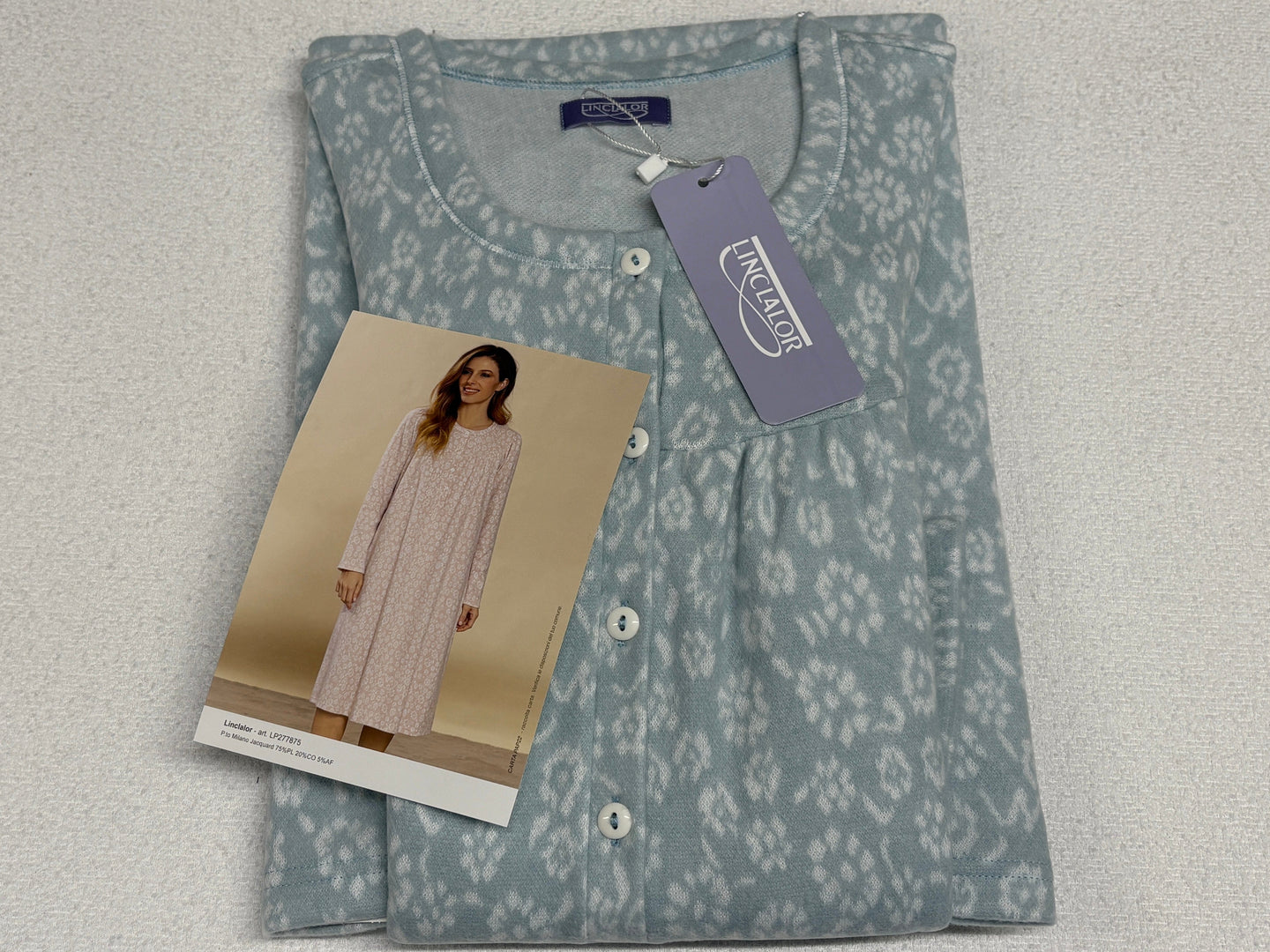 Linclalor Camicia da notte donna felpata Linclalor caldissima azzurra Magazzinieuropa