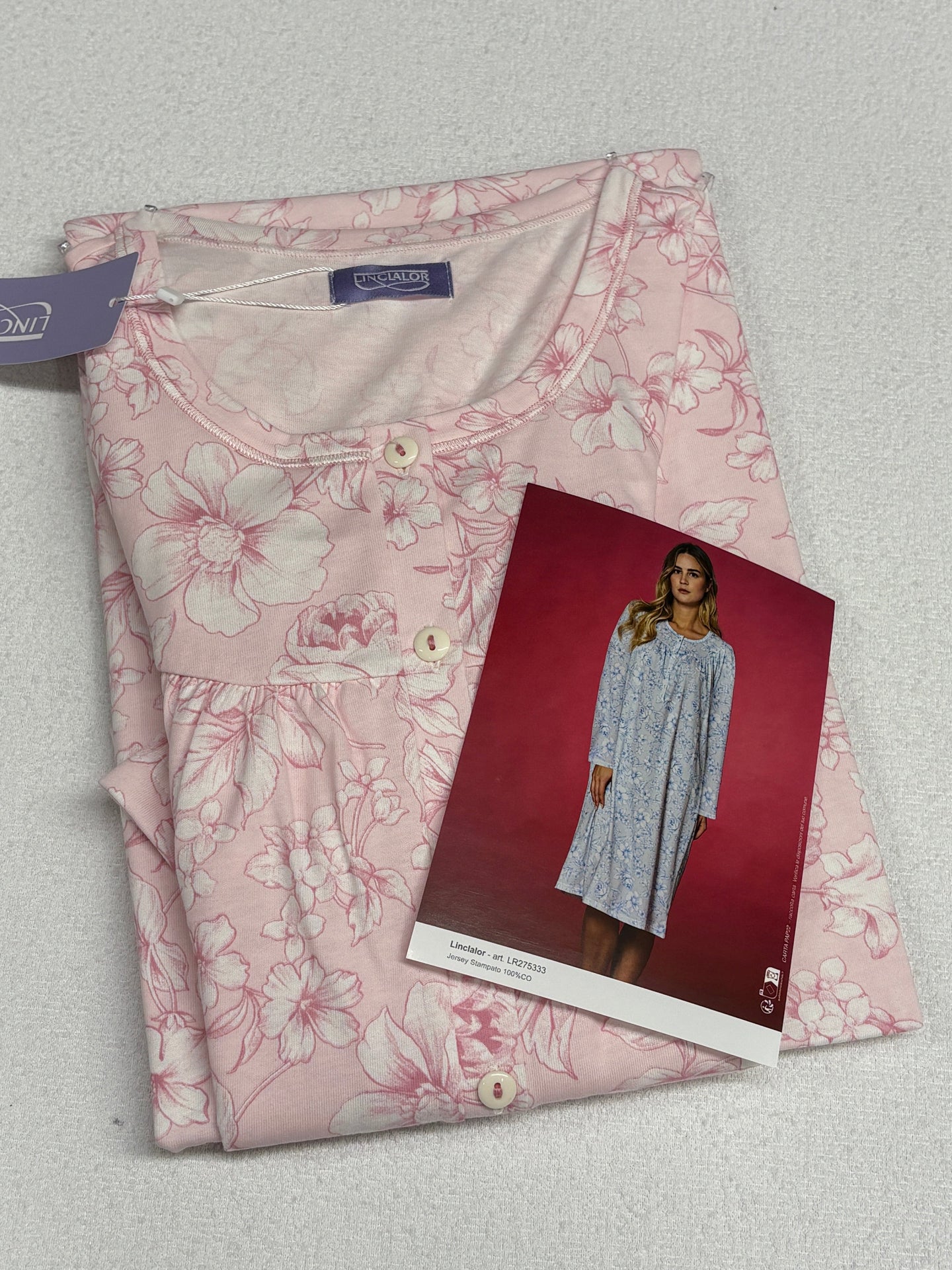 Linclalor Camicia da notte Linclalor leggera in cotone 100% fine serie Carrè reglan Magazzinieuropa