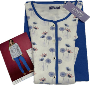 Linclalor Pigiama donna Linclalor celeste fantasia caldo cotone inverno 2026 Magazzinieuropa