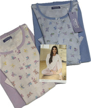 Carica l'immagine nel visualizzatore di Gallery, Linclalor Pigiama Linclalor da donna cotone leggero serafino 26' farfalle colorate Magazzinieuropa