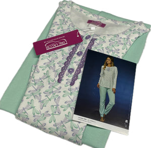 Linclalor Pigiami donna Linclalor gfarfalle verde caldo cotone inverno 2026 Magazzinieuropa