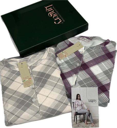 Lingery Manuela Pigiama donna caldo cotone 100% made in Italy Magazzinieuropa