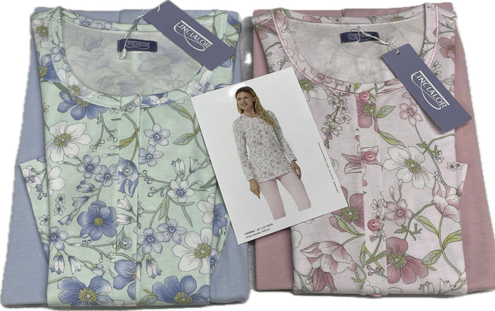 Magazzini Europa Pigiama donna Linclalor 100% cotone Fiorato Magazzinieuropa