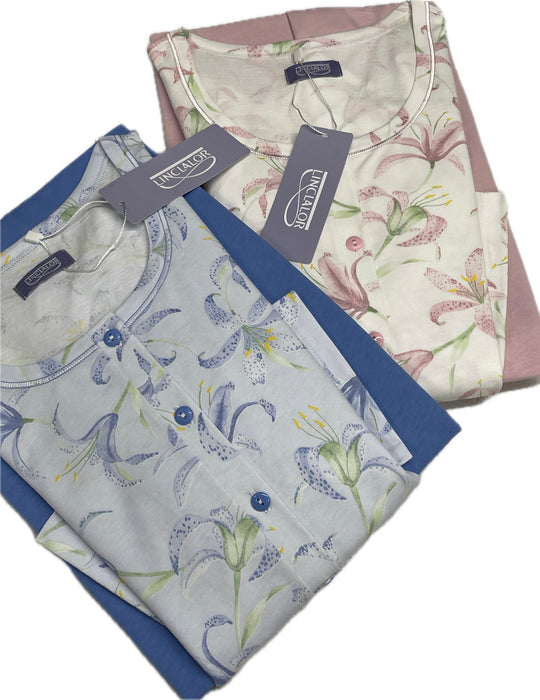 Magazzini Europa Pigiama donna Linclalor 100% cotone Fiorato Magazzinieuropa