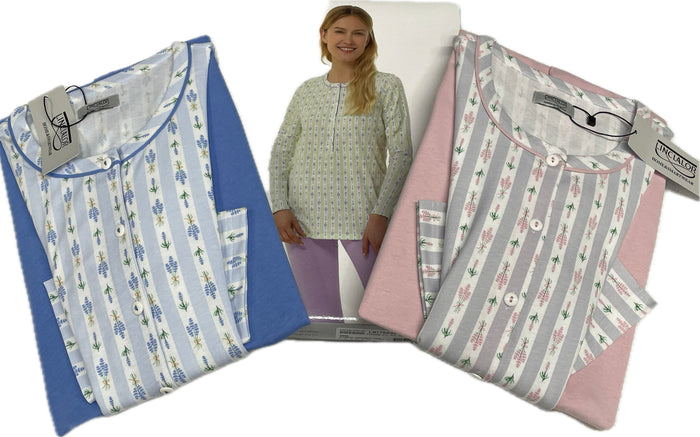 Magazzini Europa Pigiama donna Linclalor 100% cotone Fiorato Magazzinieuropa
