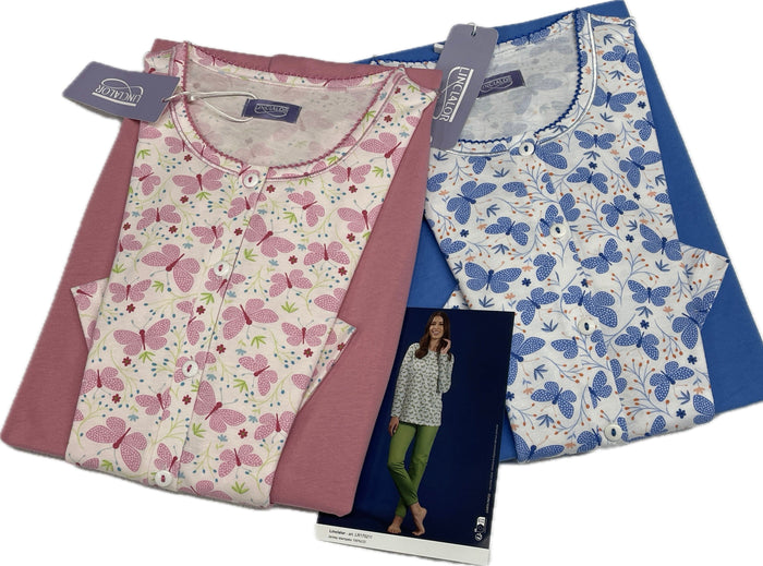 Magazzini Europa Pigiami da donna Linclalor 100% cotone stock primavera 25/26 Magazzinieuropa