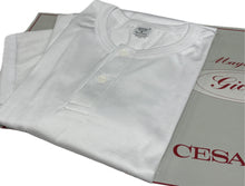 Carica l'immagine nel visualizzatore di Gallery, Maglificio Mare Maglia serafino due bottoni intima filo di scozia Mezza manica Uomo Made in Italy Magazzinieuropa
