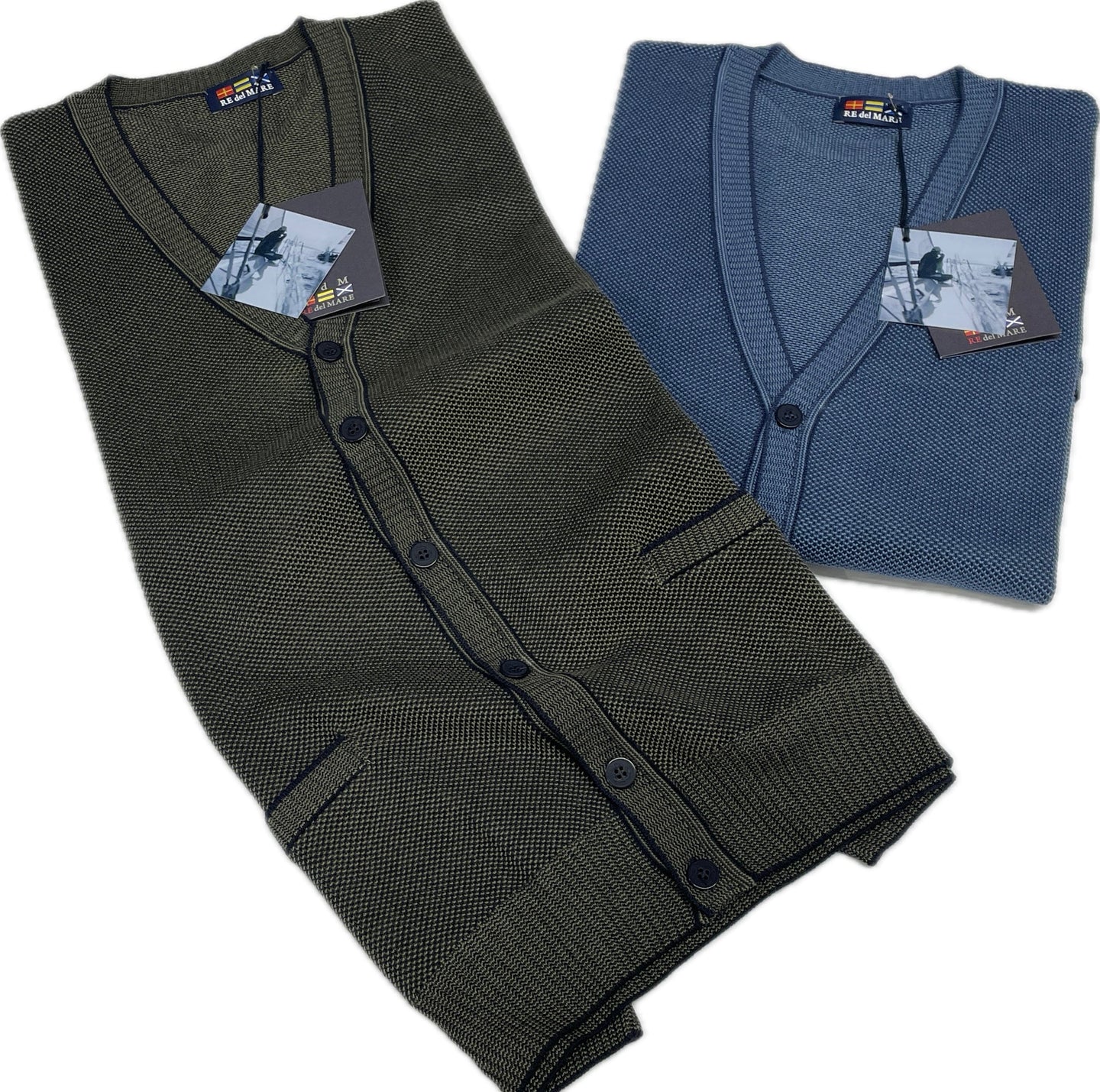 Maglificio Rodes srl Cardigan giacca con bottoni Re del Mare con tasche estivo Magazzinieuropa