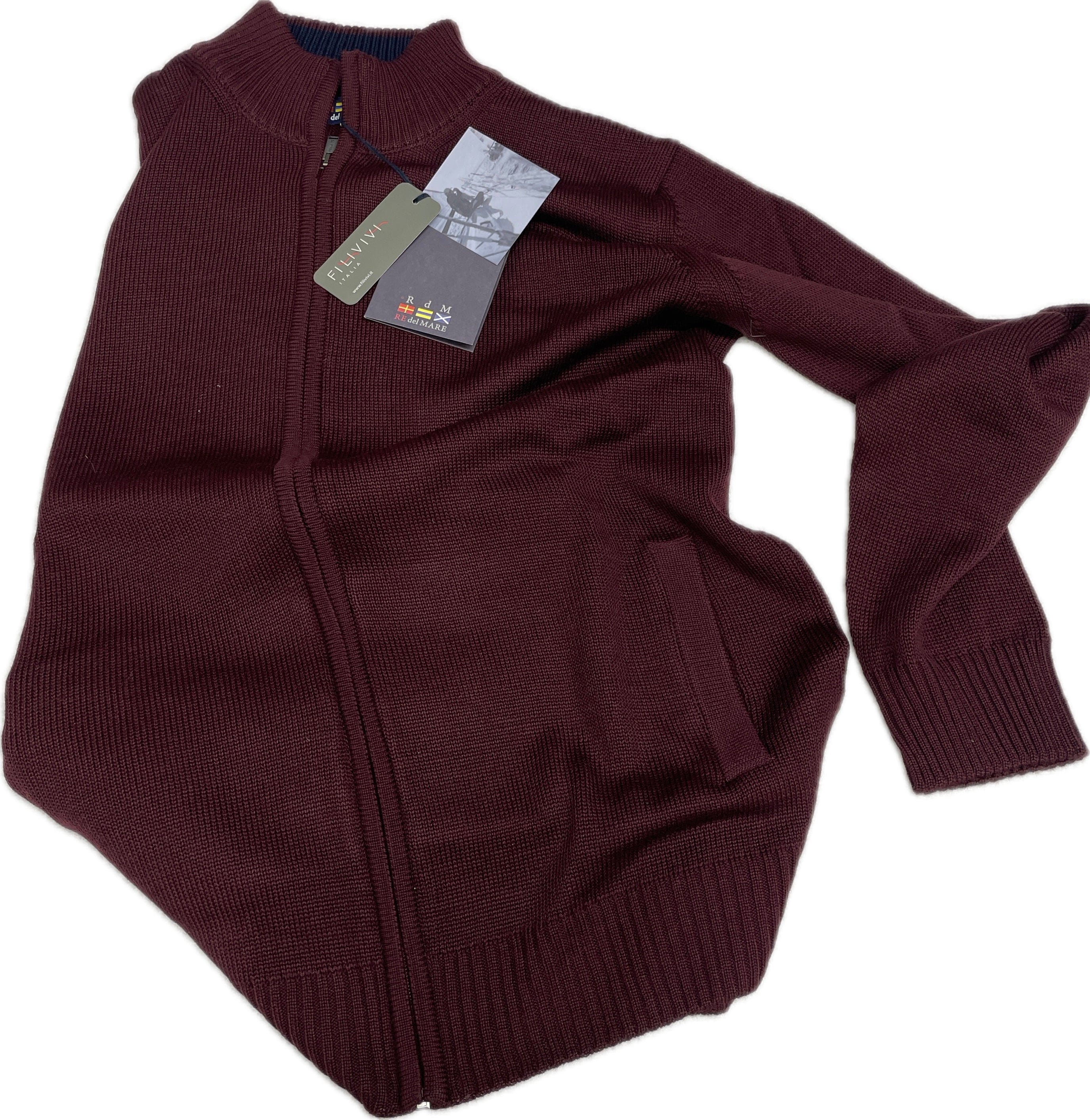 giacca lana full zip Re de Mare elegante fine serie oversize