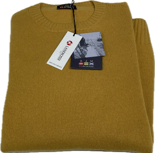Maglificio Rodes srl Girocollo maglione uomo Re de Mare senape Magazzinieuropa