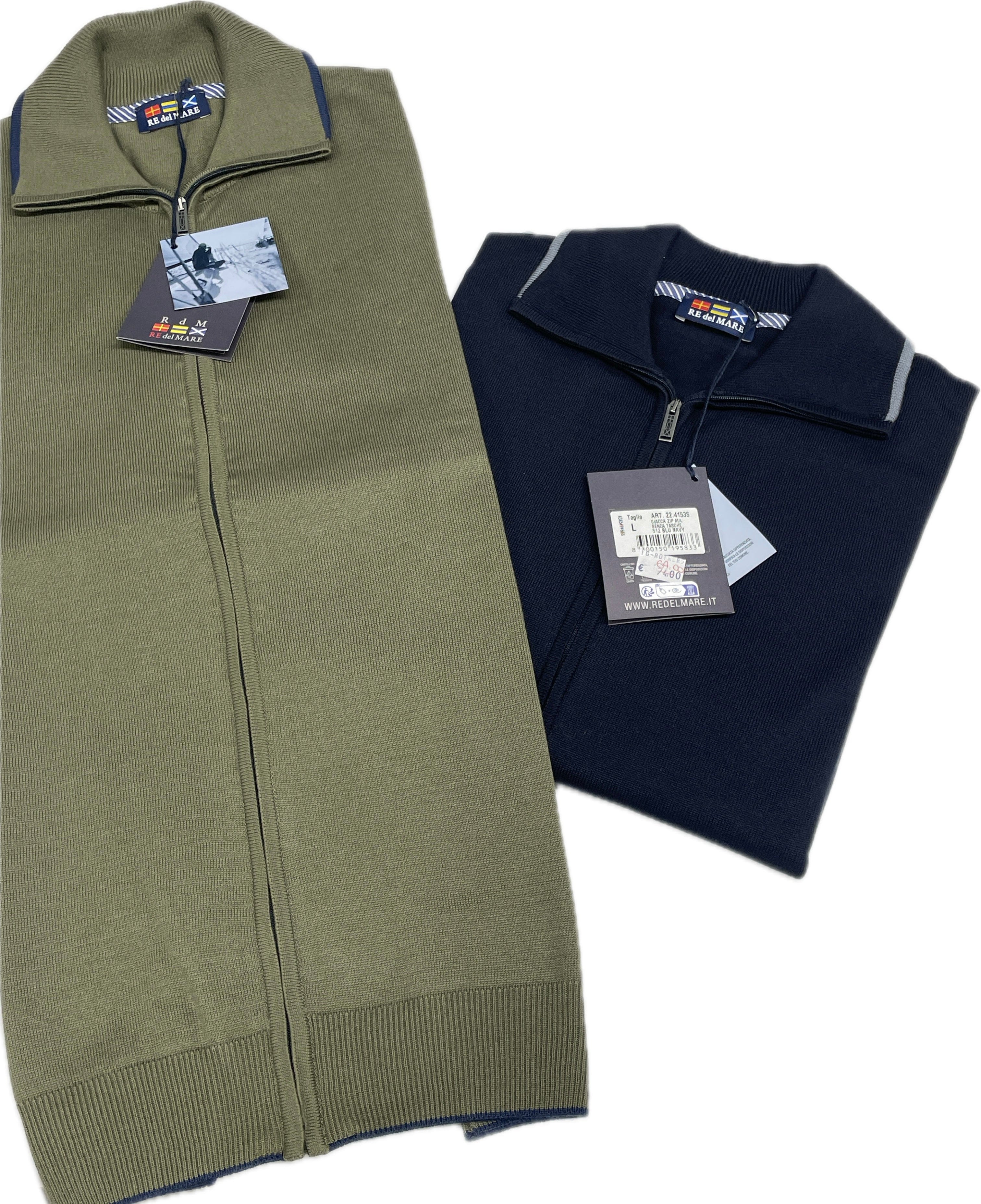 Maglia a giacca full zip Re del mare manica lunga