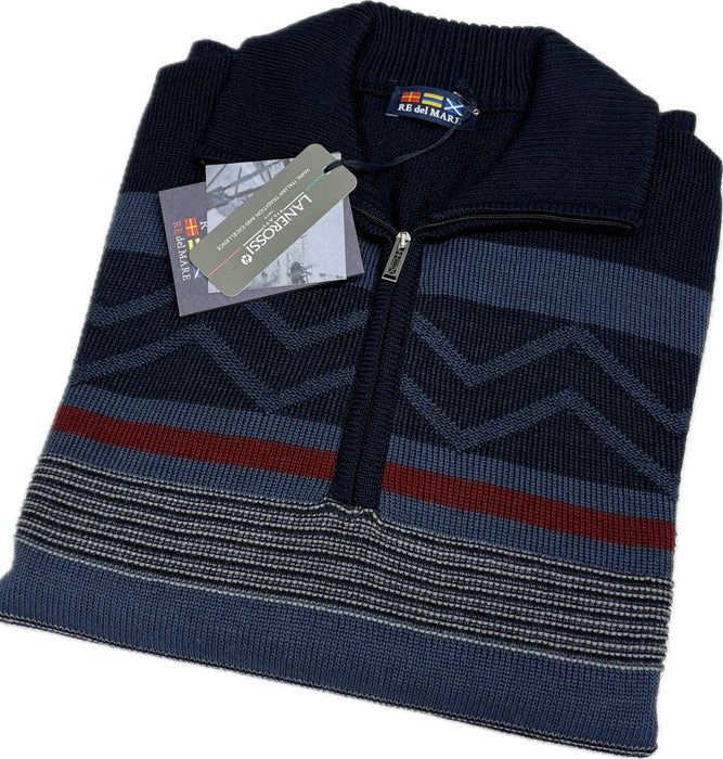 Maglificio Rodes srl Maglione di lana mezza zip RedelMare made in Italy Magazzinieuropa