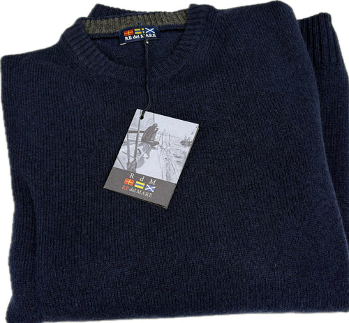 Maglificio Rodes srl Maglione uomo lana blu t.unita RedeMare made in Italy Magazzinieuropa