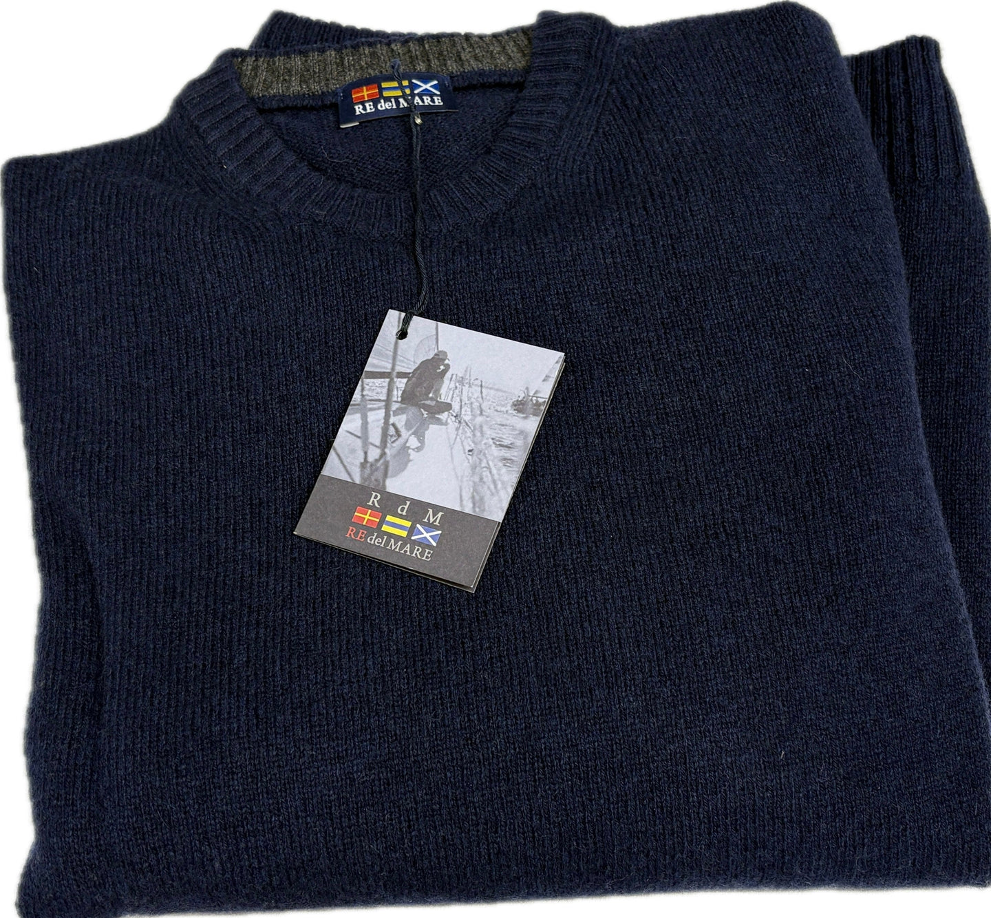 Maglificio Rodes srl Maglione uomo lana blu t.unita RedeMare made in Italy Magazzinieuropa