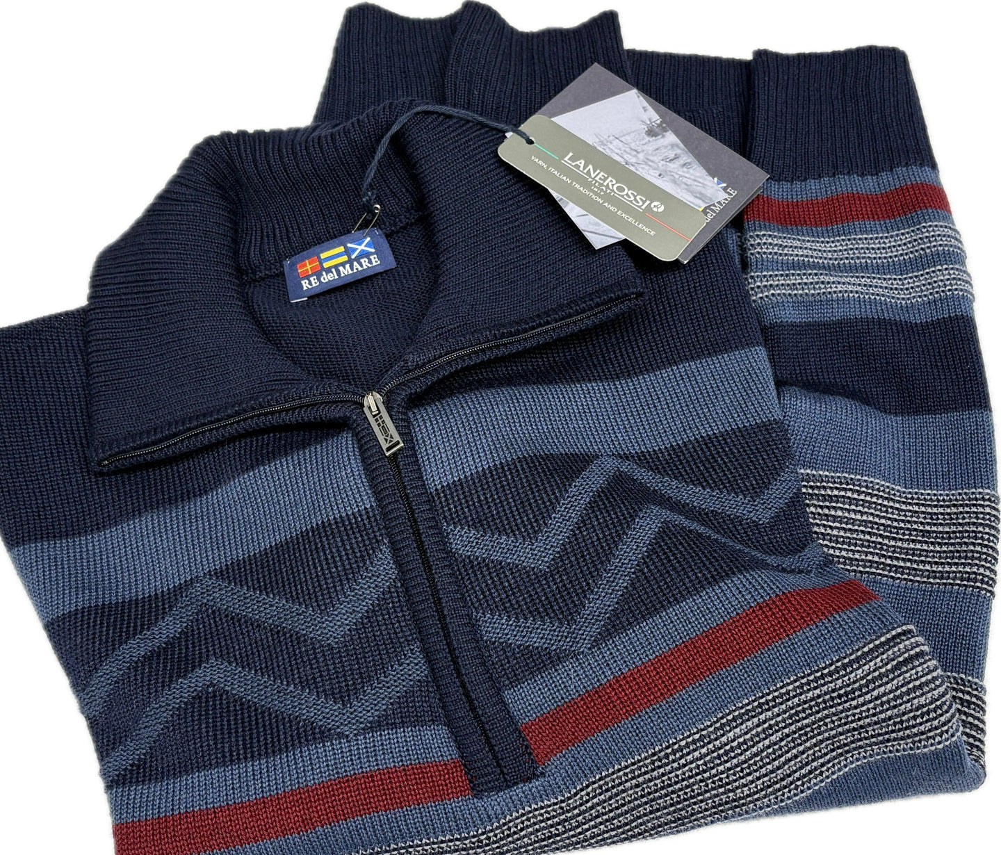 Maglificio Rodes srl Maglione uomo Lana mezza zip Re del mare made in Italy Magazzinieuropa