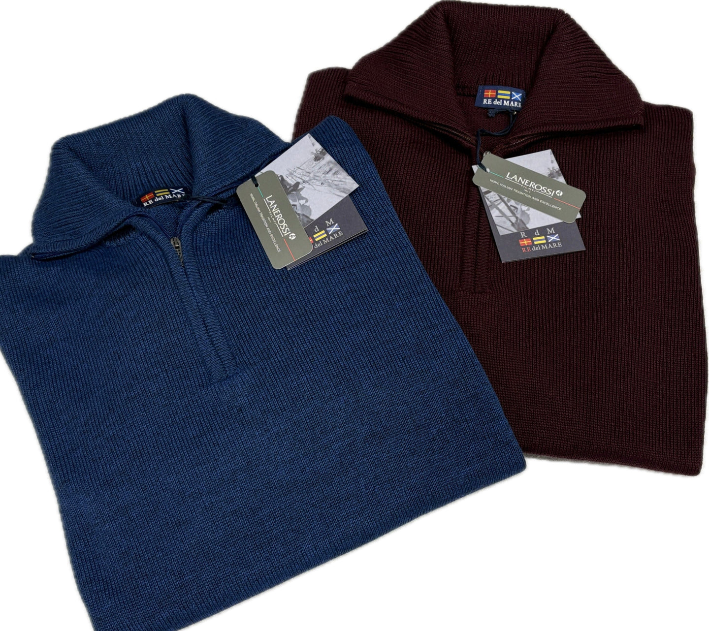 Maglificio Rodes srl Maglione uomo Lana mezza zip Re del mare made in Italy T.unita classico Magazzinieuropa