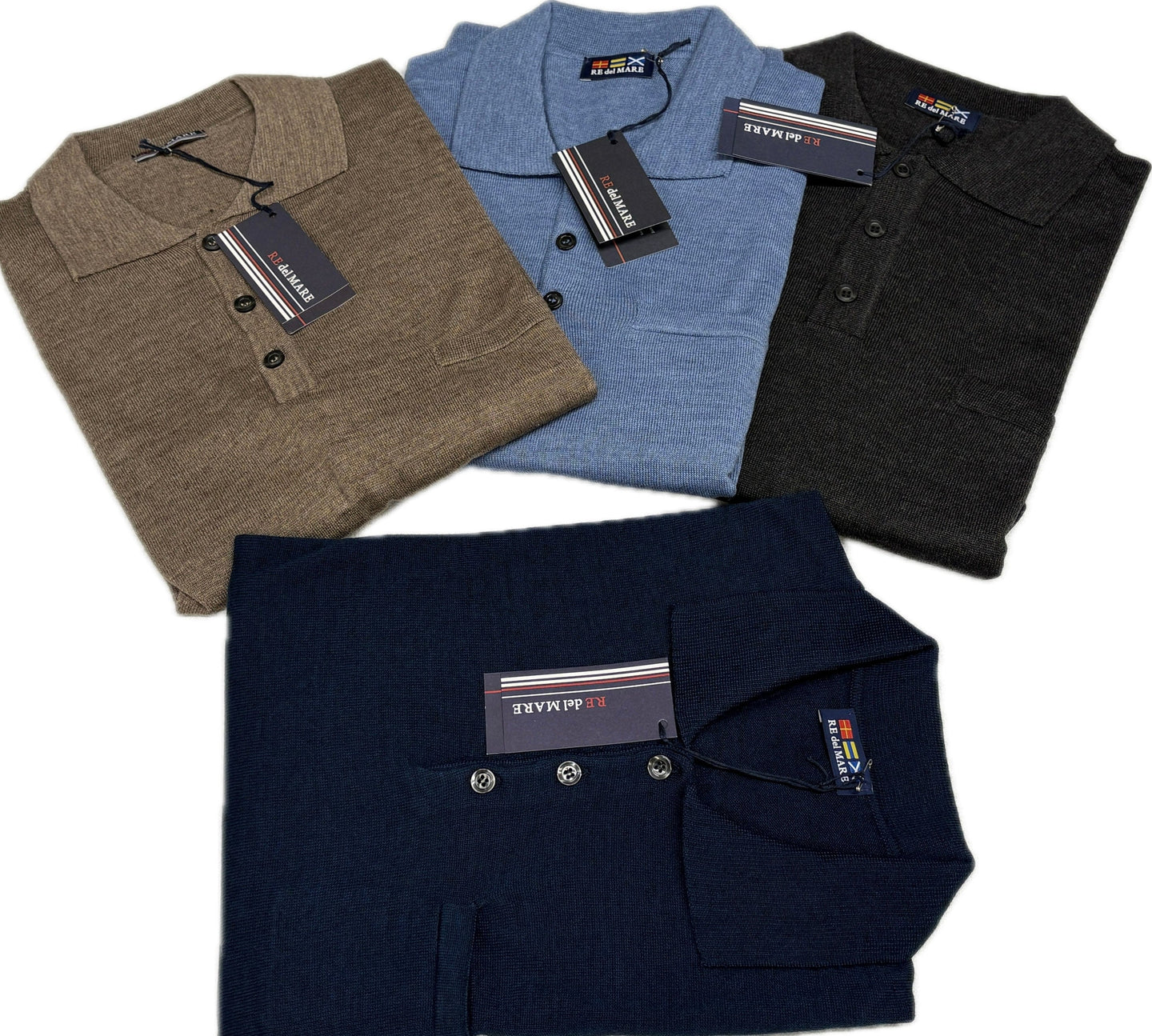 Maglificio Rodes srl Polo da uomo misto lana uomo Re del mare Italiana con taschino Magazzinieuropa