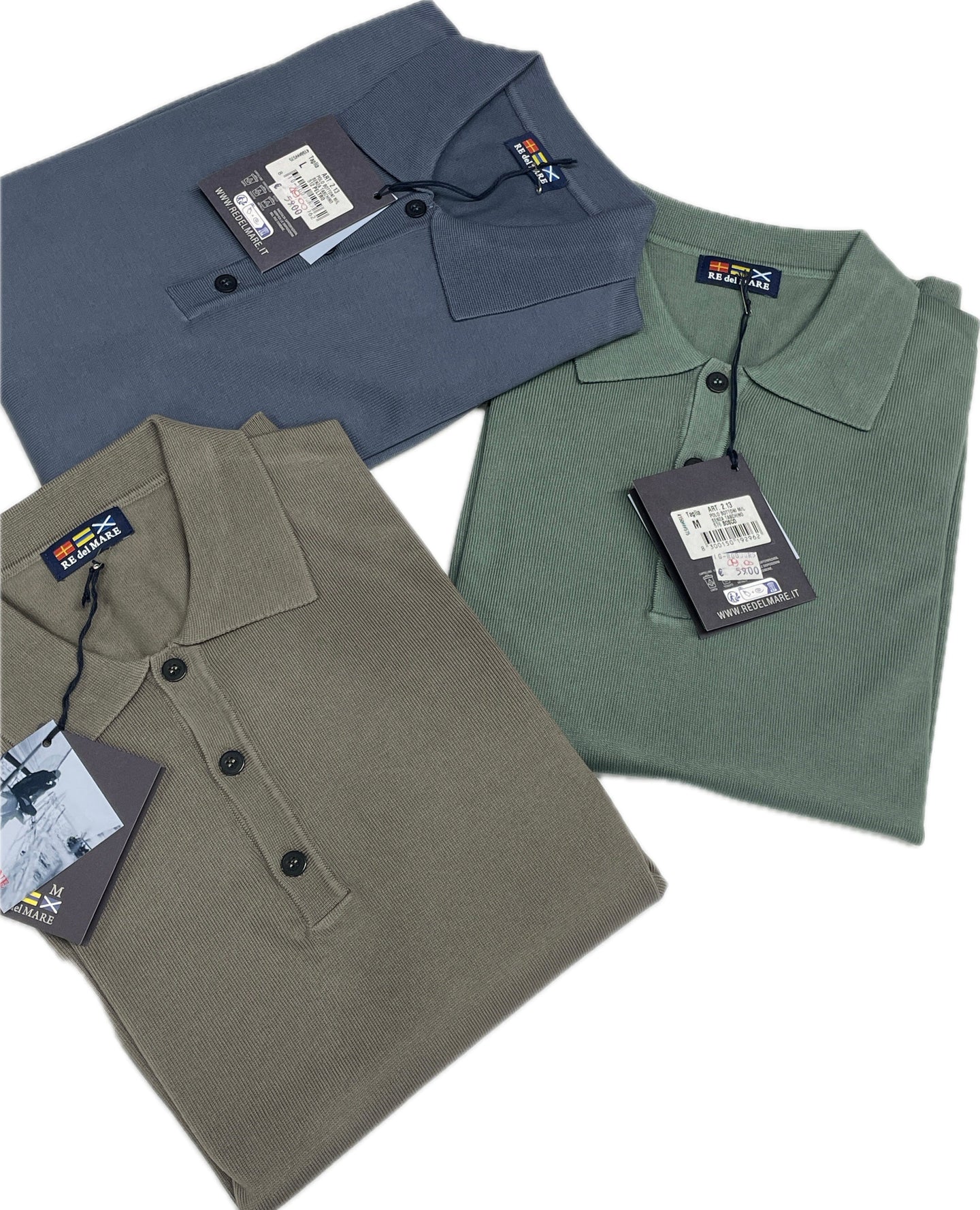 Maglificio Rodes srl Polo in cotone Re del mare 100% manica lunga Magazzinieuropa