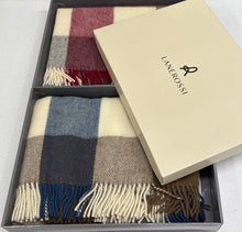 Carica l'immagine nel visualizzatore di Gallery, Marzotto home Coperta in pura lana ROSSI Adamello Check Classica con frangia scozzese azienda Marzotto home 100% lana vergine Magazzinieuropa