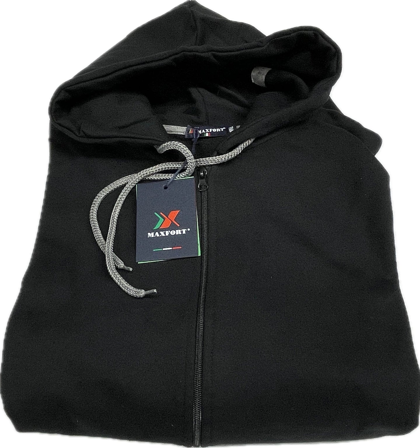 Maxfort Felpa Maxfort nera full zip con cappuccio invernale Magazzinieuropa