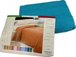 Onda Blu Copriletto in Ciniglia 100% cotone italiano Magazzinieuropa