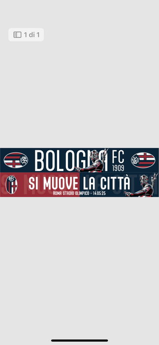 Perseo Trade srl Sciarpa Coppa campioni finale Bologna vs Milan BFC1909 24/25 Ufficiale leggera poply Magazzinieuropa