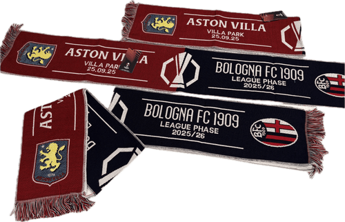 Perseo Trade srl Sciarpa Europa League Aston Villa Park Vs Ufficiale del Bologna BFC 2025/2026 Magazzinieuropa