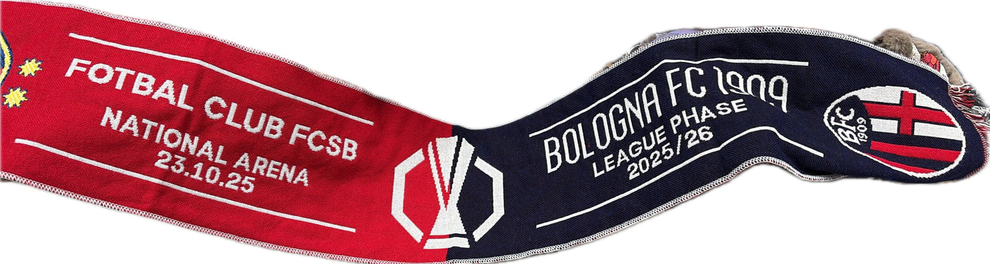 Perseo Trade srl Sciarpa Europa League FOTBAL CLIB FCSB Vs Ufficiale del Bologna BFC 2025/26 3partita Magazzinieuropa