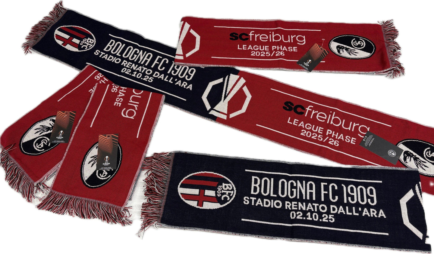 Perseo Trade srl Sciarpa Europa League Phase Scfreiburg Vs Ufficiale del Bologna BFC 2025/26 Magazzinieuropa