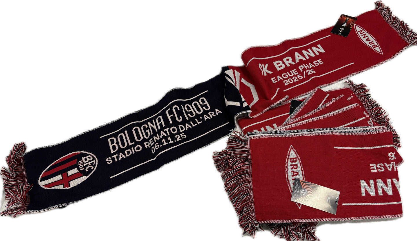 Perseo Trade srl Sciarpa Europa League SK BRANN Vs Ufficiale del Bologna BFC 2025/26 4partita 2025 Magazzinieuropa