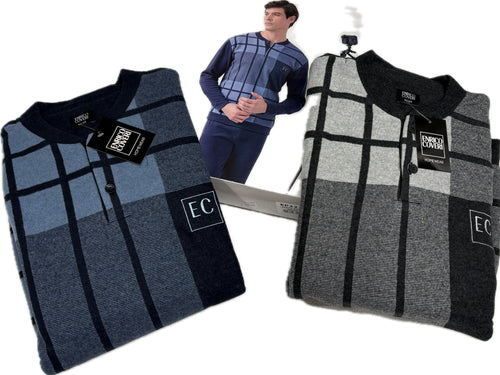 Primal srl Pigiama uomo Enrico Coveri felpato caldo righe giovani 2026 Magazzinieuropa