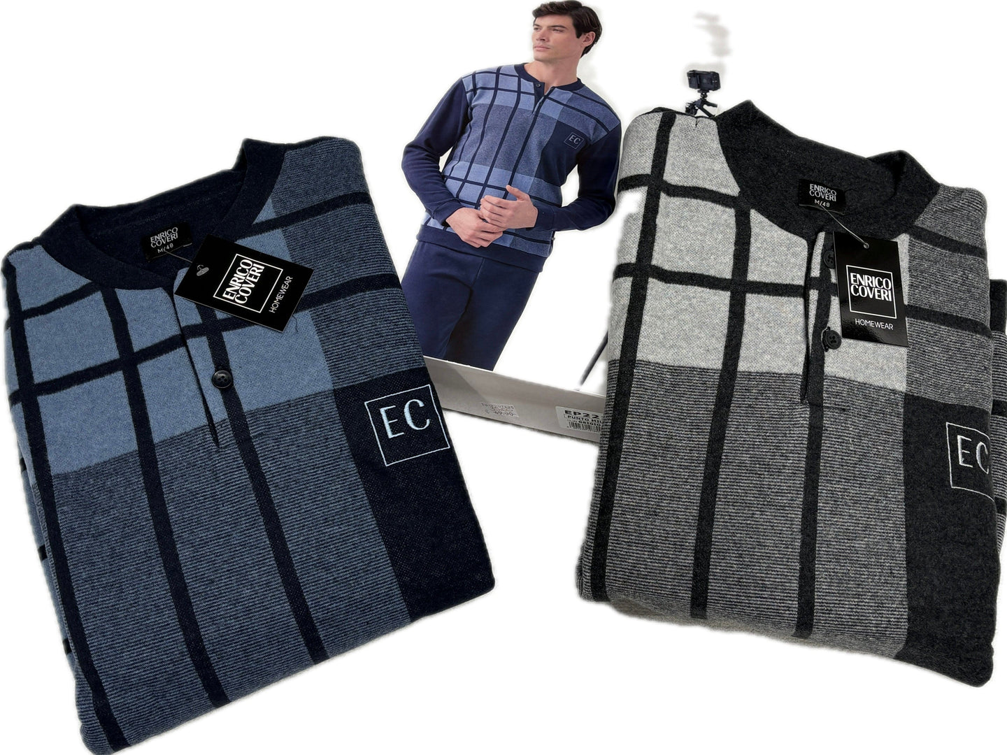 Primal srl Pigiama uomo Enrico Coveri felpato caldo righe giovani 2026 Magazzinieuropa